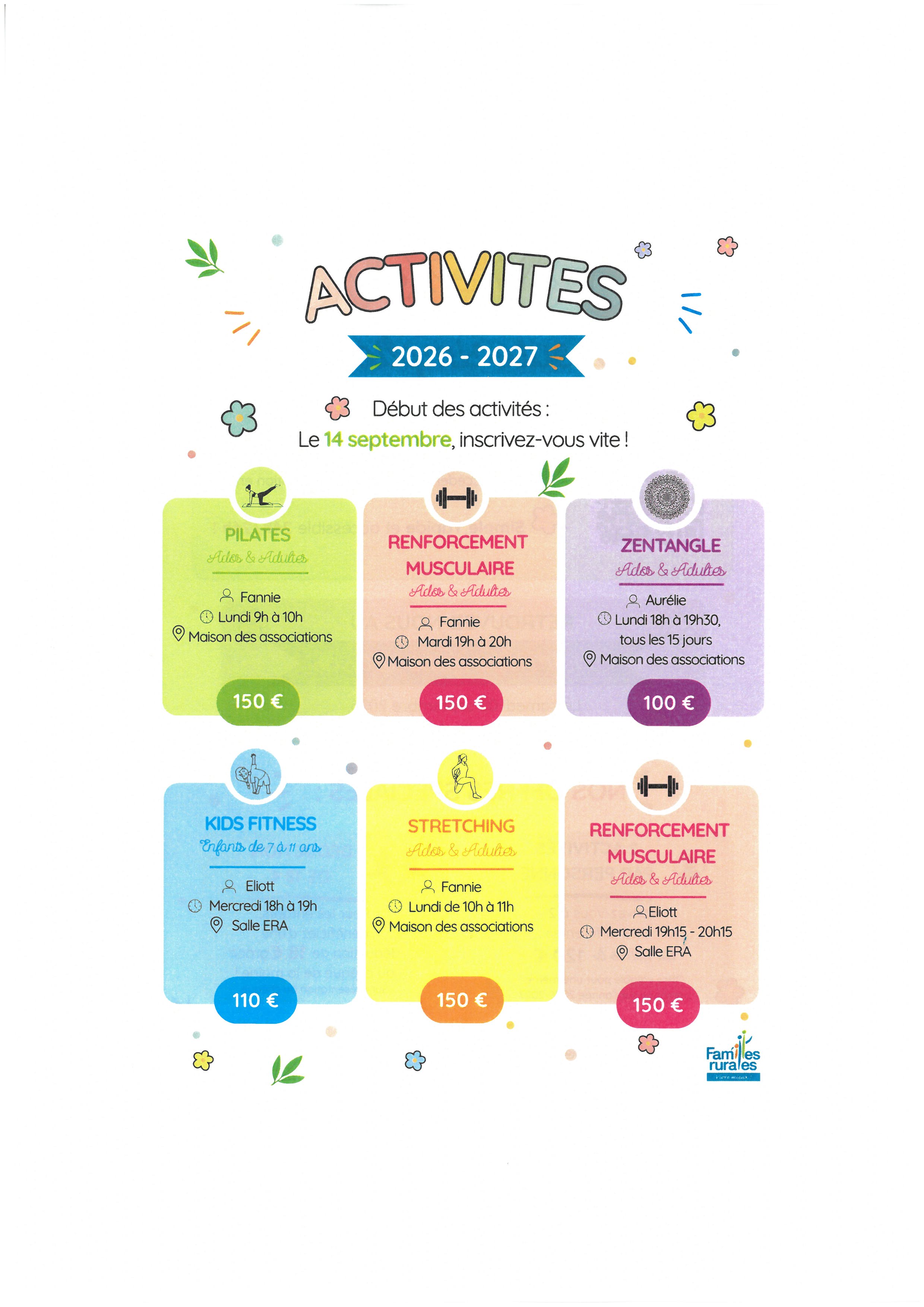 activités 2026-2027